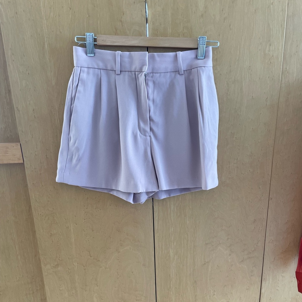 Aritzia Babaton Pleated Mini Short high-rise pleated shorts mauve